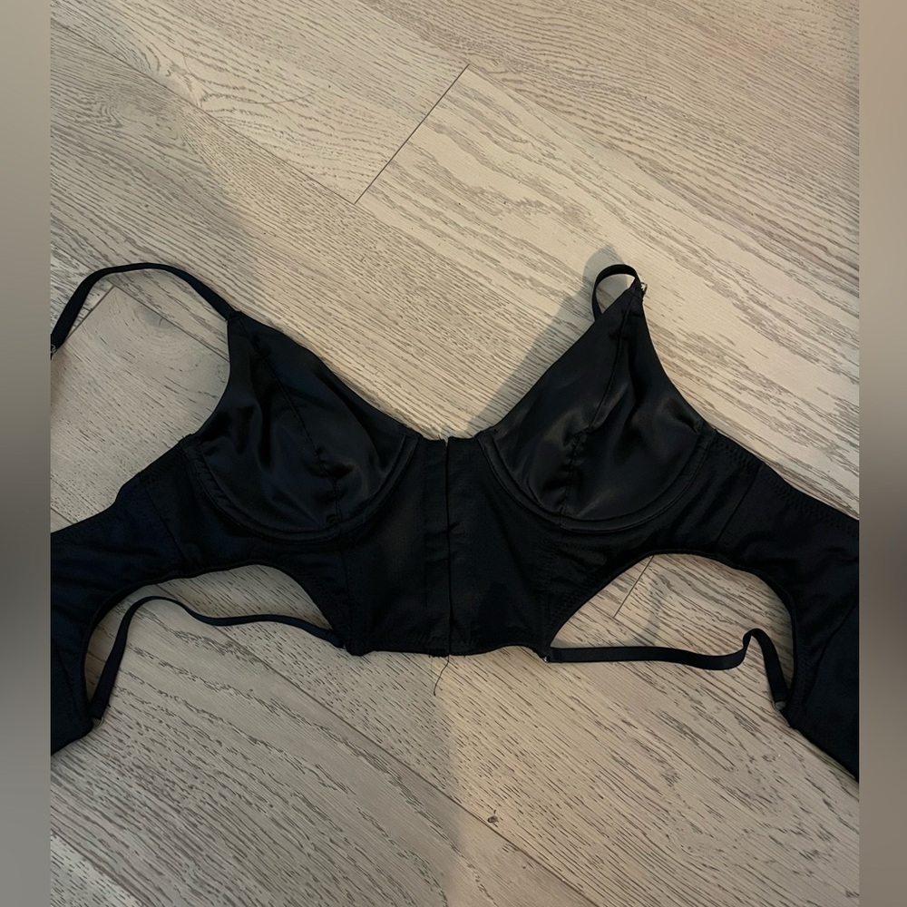 UO Cut Out Corset Black Crop Top